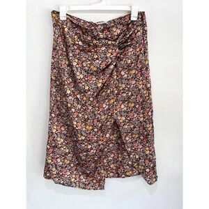 Abercrombie & Fitch Floral Midi Skirt - Black, Pink, Orange